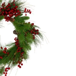 24-Inch Mixed Pine And Red Berry Artificial Christmas Wreath - Unlit -Beauty Wreaths Shop northlight yk87886 1 84940.1667576911