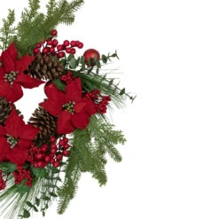 Artificial Red Berry And Poinsettia Christmas Wreath, 22-Inch, Unlit -Beauty Wreaths Shop northlight yk93229 220copy 91521.1667535784
