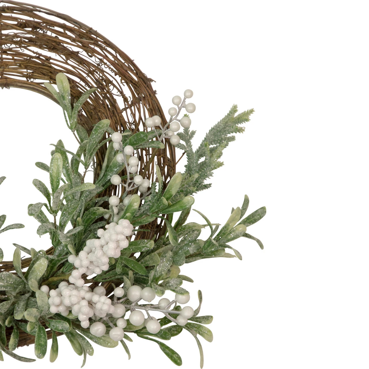 Artificial Christmas Twig Wreath With Frosted Foliage And Berries, 24-Inch, Unlit 6 Artificial Christmas Twig Wreath With Frosted Foliage And Berries, 24-Inch, Unlit - Image 4