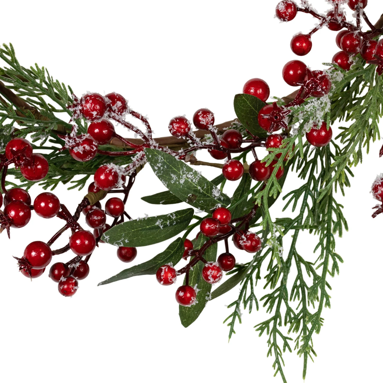 Frosted Red Berries With Leaves And Pine Artificial Christmas Wreath, 18-inch, Unlit 5 Frosted Red Berries With Leaves And Pine Artificial Christmas Wreath, 18-inch, Unlit - Image 3