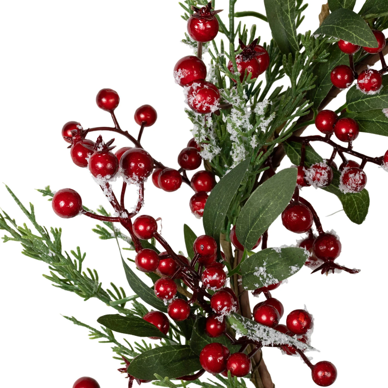 Frosted Red Berries With Leaves And Pine Artificial Christmas Wreath, 18-inch, Unlit 6 Frosted Red Berries With Leaves And Pine Artificial Christmas Wreath, 18-inch, Unlit - Image 4