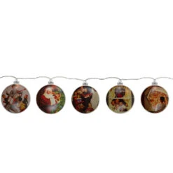 Set Of 5 Norman Rockwell Glass Christmas Disc Lights -Beauty Wreaths Shop northlight yl93421 2 28568.1667487920