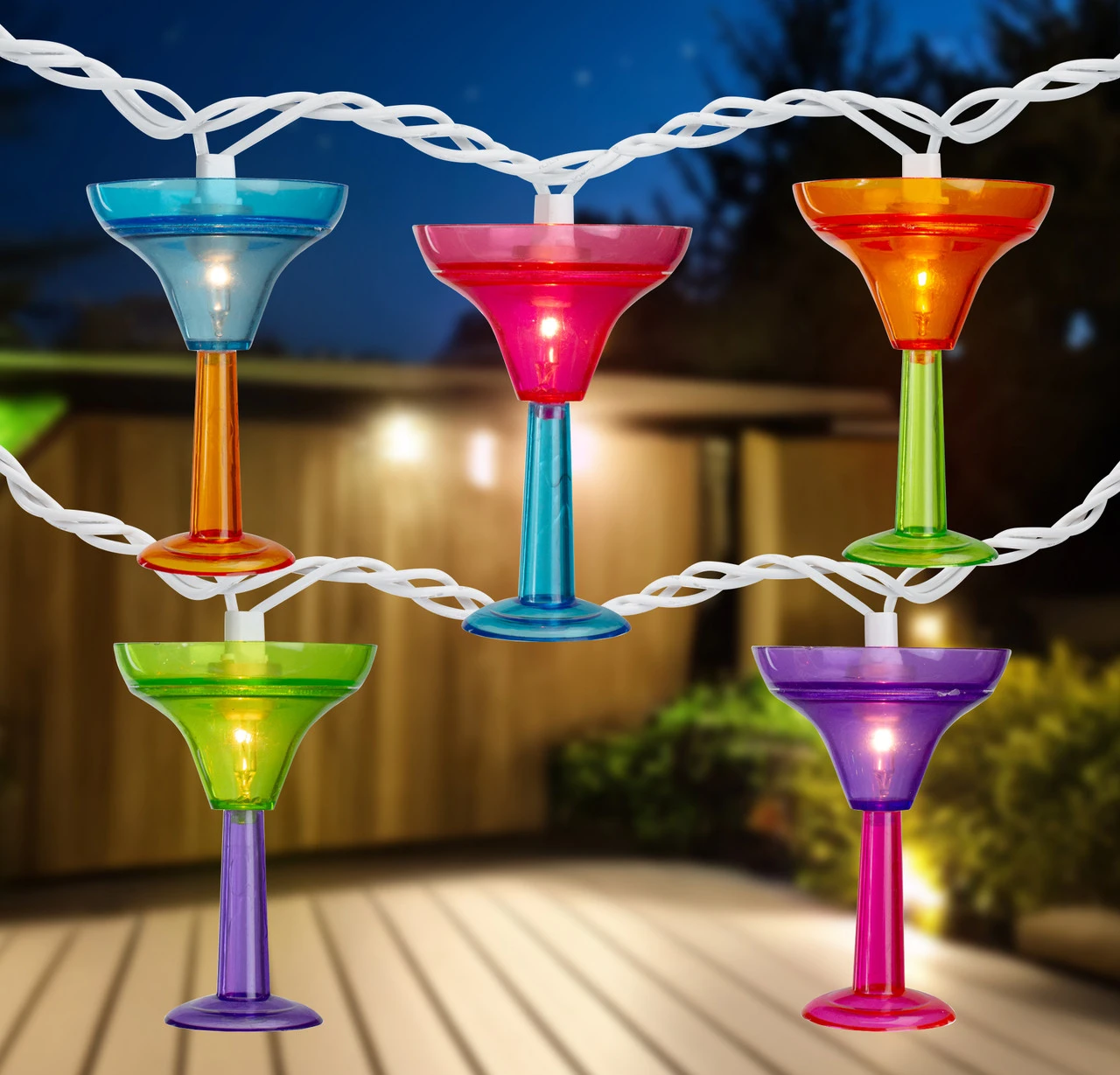 10-Count Vibrantly Colored Margarita Glass Summer Outdoor Patio Christmas Light Set, 7.5' White Wire 3 10-Count Vibrantly Colored Margarita Glass Summer Outdoor Patio Christmas Light Set, 7.5' White Wire
