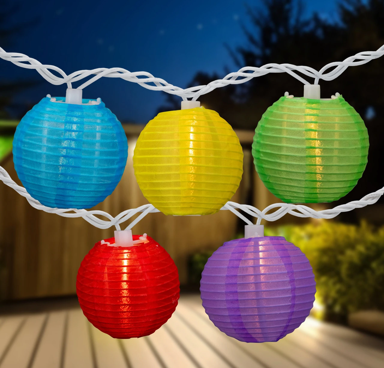 10-Count Multi-Color Round Lantern Patio String Light Set, 7.25ft. White Wire 3 10-Count Multi-Color Round Lantern Patio String Light Set, 7.25ft. White Wire