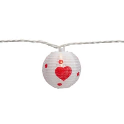 10-Count White And Red Heart Paper Lantern Valentine's Day Lights, 8.5ft White Wire -Beauty Wreaths Shop northlight ys18860 2 26725.1667531712