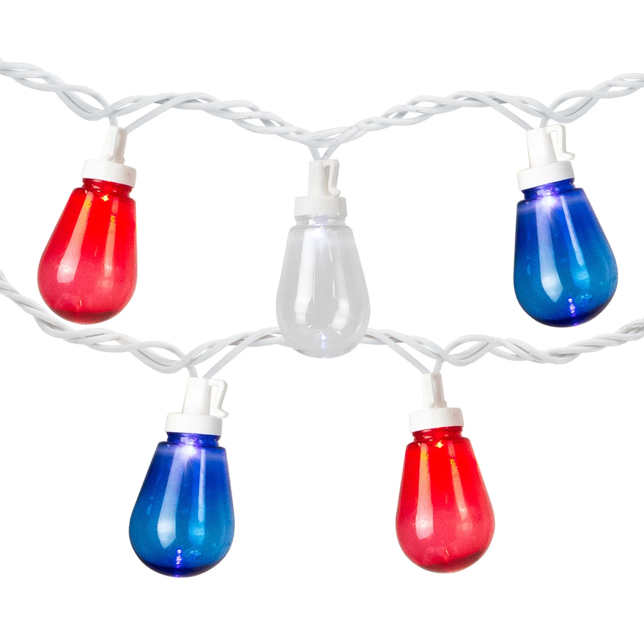 10ct Red, White And Blue LED Edison Style Lights, 9ft White Wire 4 10ct Red, White And Blue LED Edison Style Lights, 9ft White Wire - Image 2