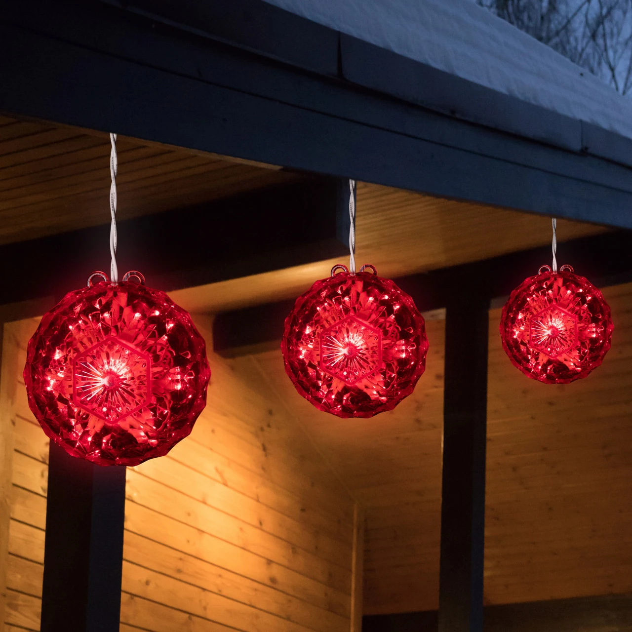 6" LED Lighted Red Crystal Sphere Outdoor Christmas Decoration 5 6" LED Lighted Red Crystal Sphere Outdoor Christmas Decoration - Image 3