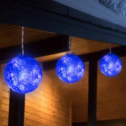 Blue LED Hanging Crystal Sphere Ball Outdoor Christmas Decor - 6 Inch -Beauty Wreaths Shop northlight ys27568 3 74350.1667580358