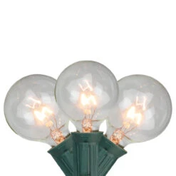 10-Count Clear G50 Globe Patio Light Set, 9ft Green Wire