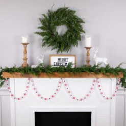 9' Red And White Peppermint Candy Beaded Christmas Garland, Unlit 10 9' Red And White Peppermint Candy Beaded Christmas Garland, Unlit -Beauty Wreaths Shop northlight ys28298 styled20on20fireplace 25460.1686600463