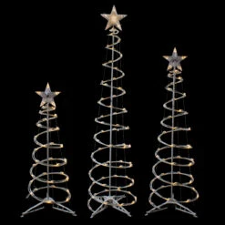 Set Of 3 LED Lighted Warm White Outdoor Spiral Christmas Cone Trees 3', 4', And 6' -Beauty Wreaths Shop northlight ys92339 2 86248.1667534304