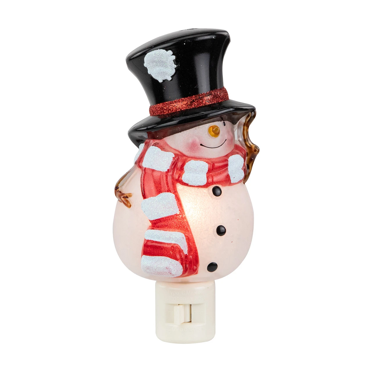 6.5" White And Red Snowman In Black Top Hat Christmas Night Light 3 6.5" White And Red Snowman In Black Top Hat Christmas Night Light