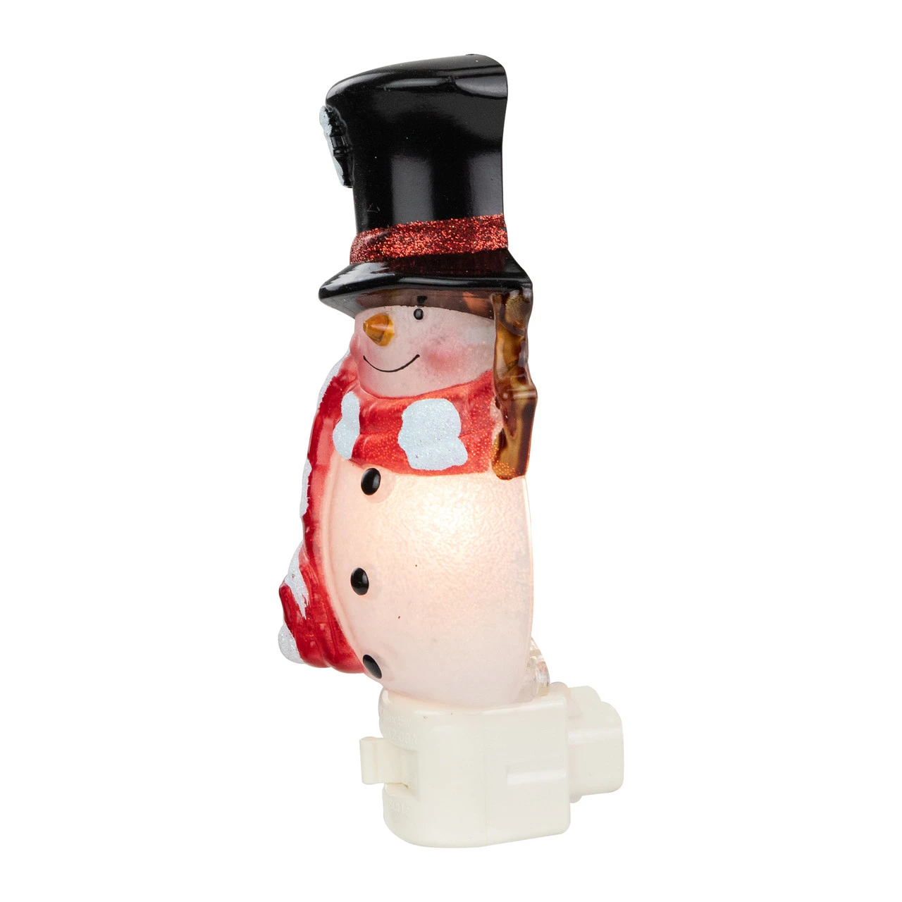 6.5" White And Red Snowman In Black Top Hat Christmas Night Light 6 6.5" White And Red Snowman In Black Top Hat Christmas Night Light - Image 4