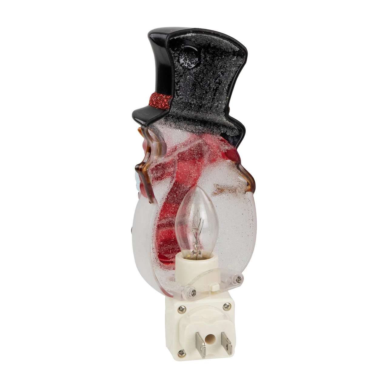 6.5" White And Red Snowman In Black Top Hat Christmas Night Light 7 6.5" White And Red Snowman In Black Top Hat Christmas Night Light - Image 5