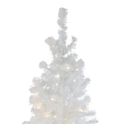 6.5' Pre-Lit Pencil White Winston Pine Artificial Christmas Tree - Warm White LED Lights -Beauty Wreaths Shop northlight z00004 2 06014.1667578383