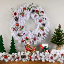 24" White Crystal Spruce Artificial Christmas Wreath - Unlit -Beauty Wreaths Shop northlight z00018 3 14496.1671643764