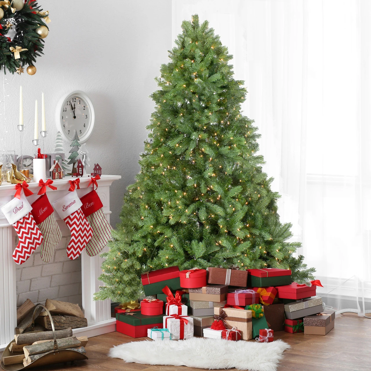 6.5' Pre-Lit Full Noble Fir Artificial Christmas Tree - Clear Lights 3 6.5' Pre-Lit Full Noble Fir Artificial Christmas Tree - Clear Lights