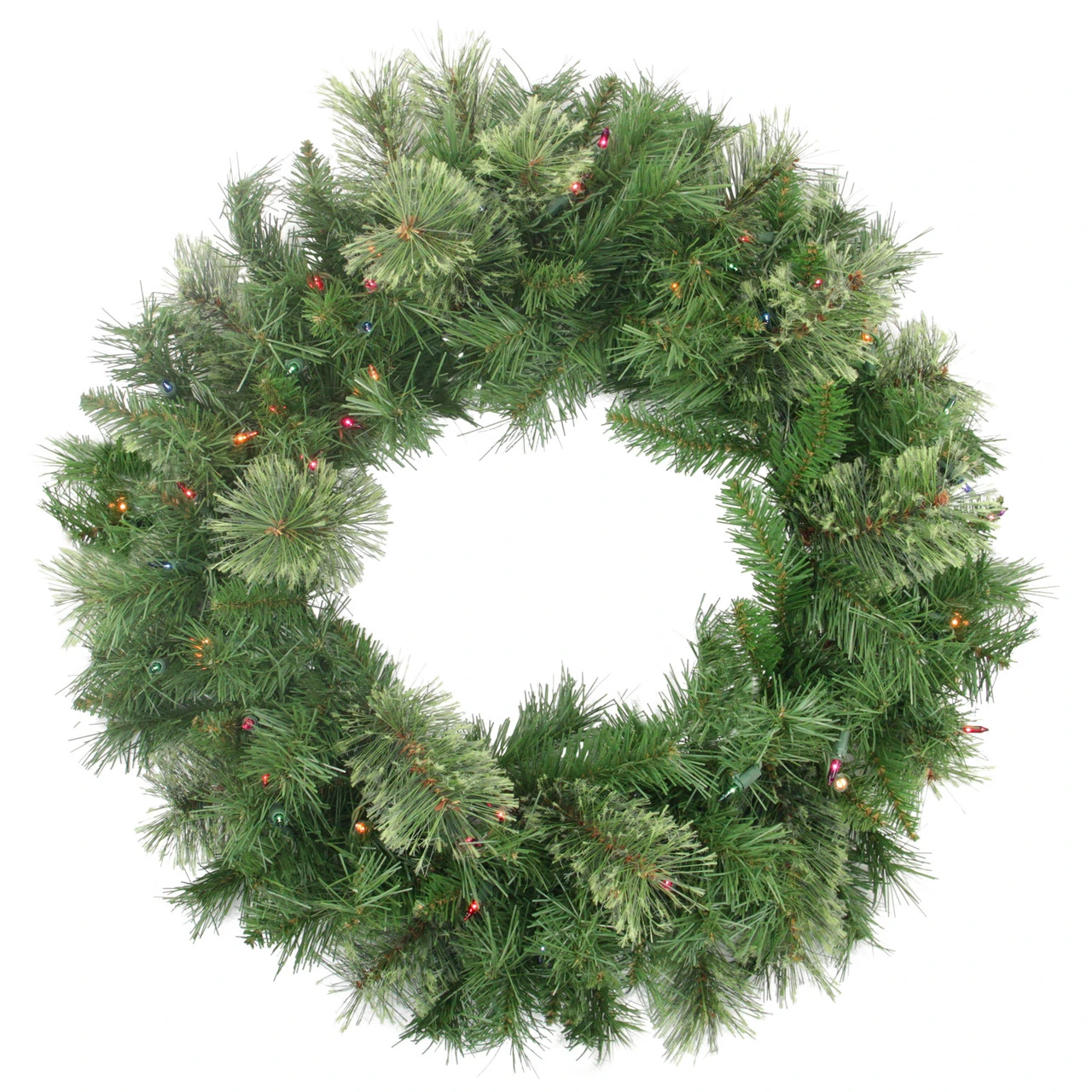 Pre-Lit Mixed Cashmere Pine Artificial Christmas Wreath - 24-Inch, Multi Lights 3 Pre-Lit Mixed Cashmere Pine Artificial Christmas Wreath - 24-Inch, Multi Lights