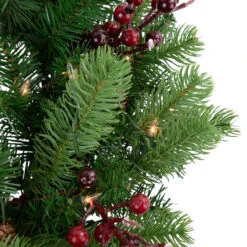 Pre-lit Noble Fir With Red Berries And Pine Cones Artificial Christmas Wreath - 24" - Clear Lights -Beauty Wreaths Shop northlight z85340 3 updated2022 00509.1667643622