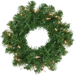 Pre-Lit Deluxe Dorchester Pine Artificial Christmas Wreath, 12-Inch, Clear Lights