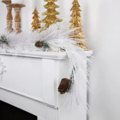 6' X 10" White Flocked Artificial Christmas Garland With Pine Cones, Unlit -Beauty Wreaths Shop northlight z94018 styled 09324.1678396696