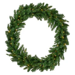 Beauty Wreaths Shop 11 Pre-Lit Buffalo Fir Commercial Artificial Christmas Wreath - 5 Ft, Warm White LED Lights