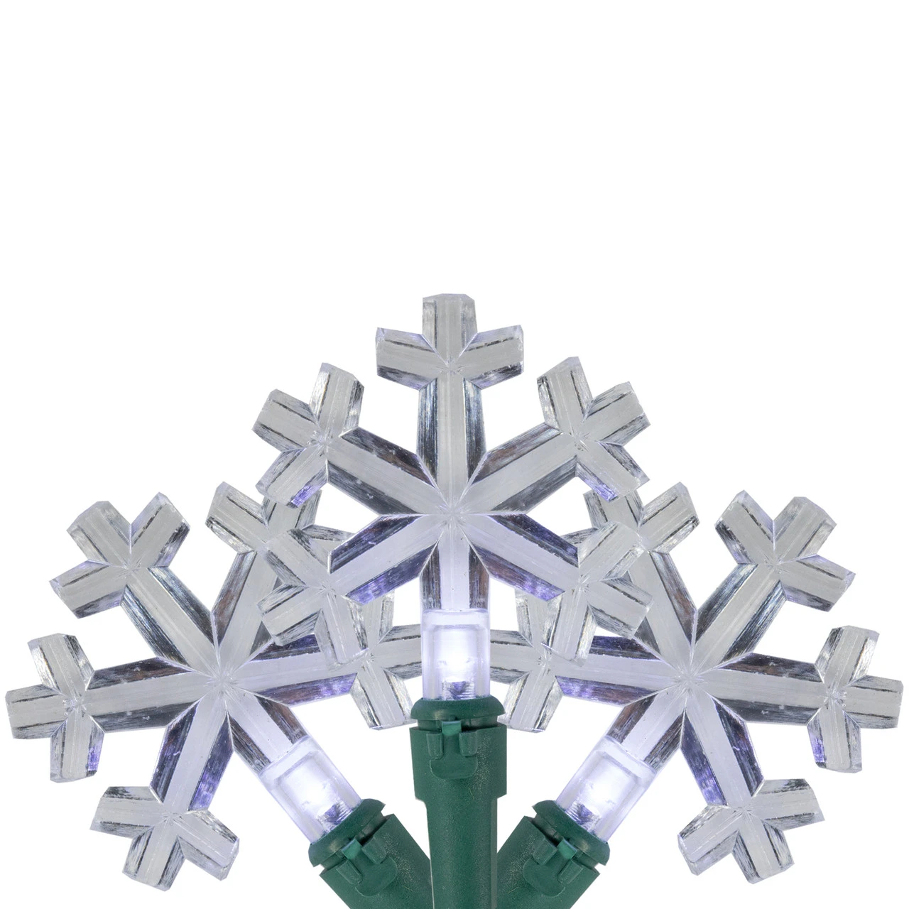 20-Count Pure White LED Snowflake Christmas Light Set, 4.5ft Green Wire 3 20-Count Pure White LED Snowflake Christmas Light Set, 4.5ft Green Wire