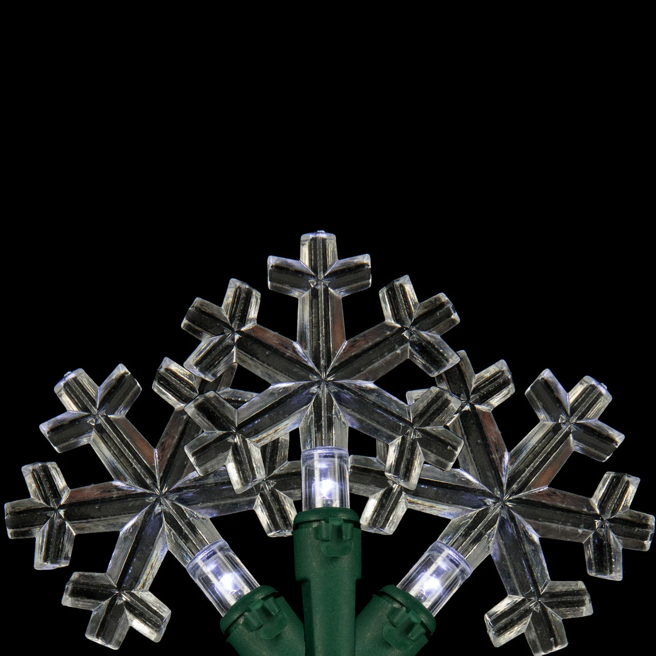 20-Count Pure White LED Snowflake Christmas Light Set, 4.5ft Green Wire 4 20-Count Pure White LED Snowflake Christmas Light Set, 4.5ft Green Wire - Image 2