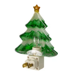 5.5" Green And White Beaded Frosted Christmas Tree Night Light -Beauty Wreaths Shop northlightct 70 636 107 2 86189.1667569521