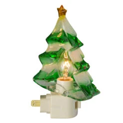 5.5" Green And White Beaded Frosted Christmas Tree Night Light -Beauty Wreaths Shop northlightct 70 636 107 3 68129.1667569521