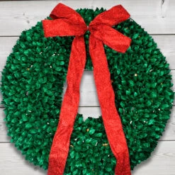 Pre-Lit Glittered Leaves Artificial Christmas Wreath - 28-Inch, Clear Lights -Beauty Wreaths Shop northlightd18 31914gra 28b 44621.1667536314