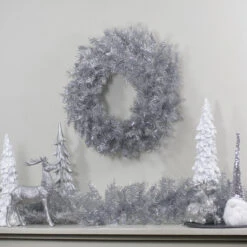 9' X 12" Silver Tinsel Artificial Christmas Garland, Unlit -Beauty Wreaths Shop northlightgb91002 15136.1667573337
