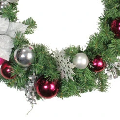 Poinsettia And Eucalyptus Artificial Christmas Wreath - 24-Inch, Unlit -Beauty Wreaths Shop northlights84817b 25268.1667654914