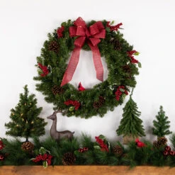 Pre-Lit Canadian Pine Artificial Christmas Wreath, 30-Inch, Clear Lights -Beauty Wreaths Shop northlightv15839b 10497.1682607490
