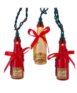 Set Of 10 Red And Pink Champagne Bottles Summer Lights
