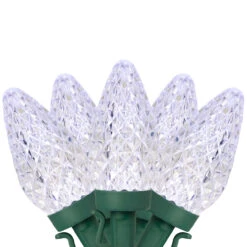 100ct Pure White Faceted LED C9 Christmas Lights - 67ft Green Wire