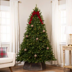 7.5' Pre-Lit Full Northern Pine Artificial Christmas Tree, Clear Lights