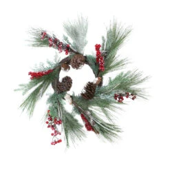 Berries With Pine Cones And Pine Sprigs Artificial Christmas Wreath - 32-Inch, Unlit