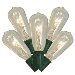 10-Count Clear And Green Transparent ST40 Edison Style Patio Lights, 9 Ft Green Wire