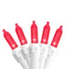 50 Red LED Mini Christmas Lights - 16.25 Ft White Wire