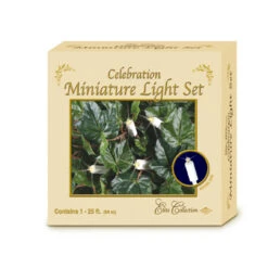 100-Count Clear Elite Celebration Miniature Party Light Set, 25ft White Wire