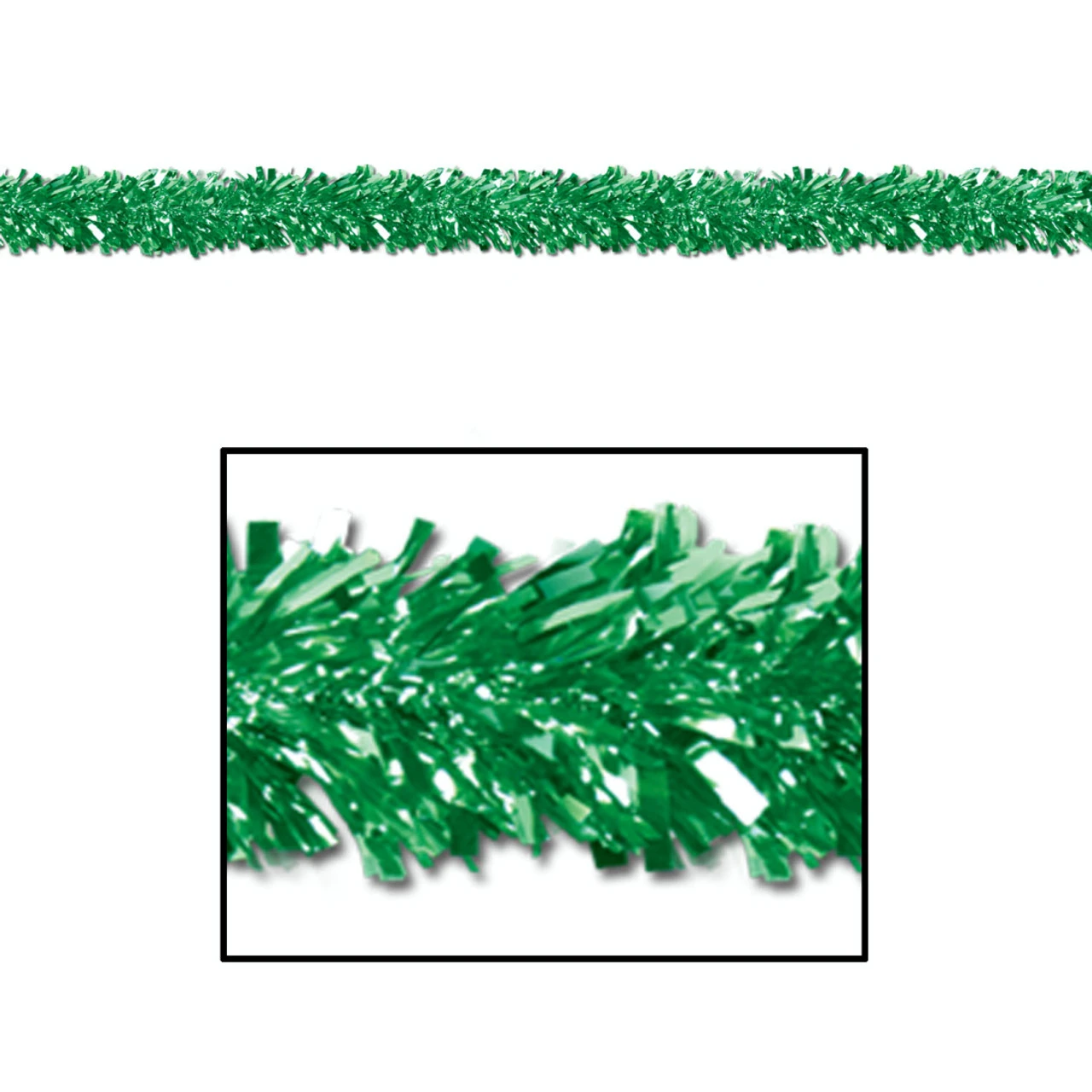Club Pack Of 12 Shiny Metallic Green Foil Tinsel 6-Ply St. Patrick's Day Garlands 15' - Unlit 3 Club Pack Of 12 Shiny Metallic Green Foil Tinsel 6-Ply St. Patrick's Day Garlands 15' - Unlit