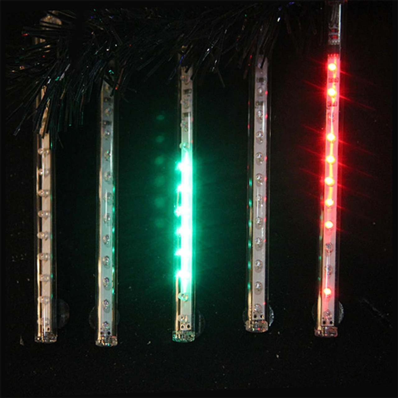 Set Of 5 Red And Green LED Single Sided Christmas Light Tubes 32' 3 Set Of 5 Red And Green LED Single Sided Christmas Light Tubes 32'