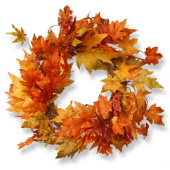 Maple Leaf Artificial Wreath - 24-Inch, Unlit