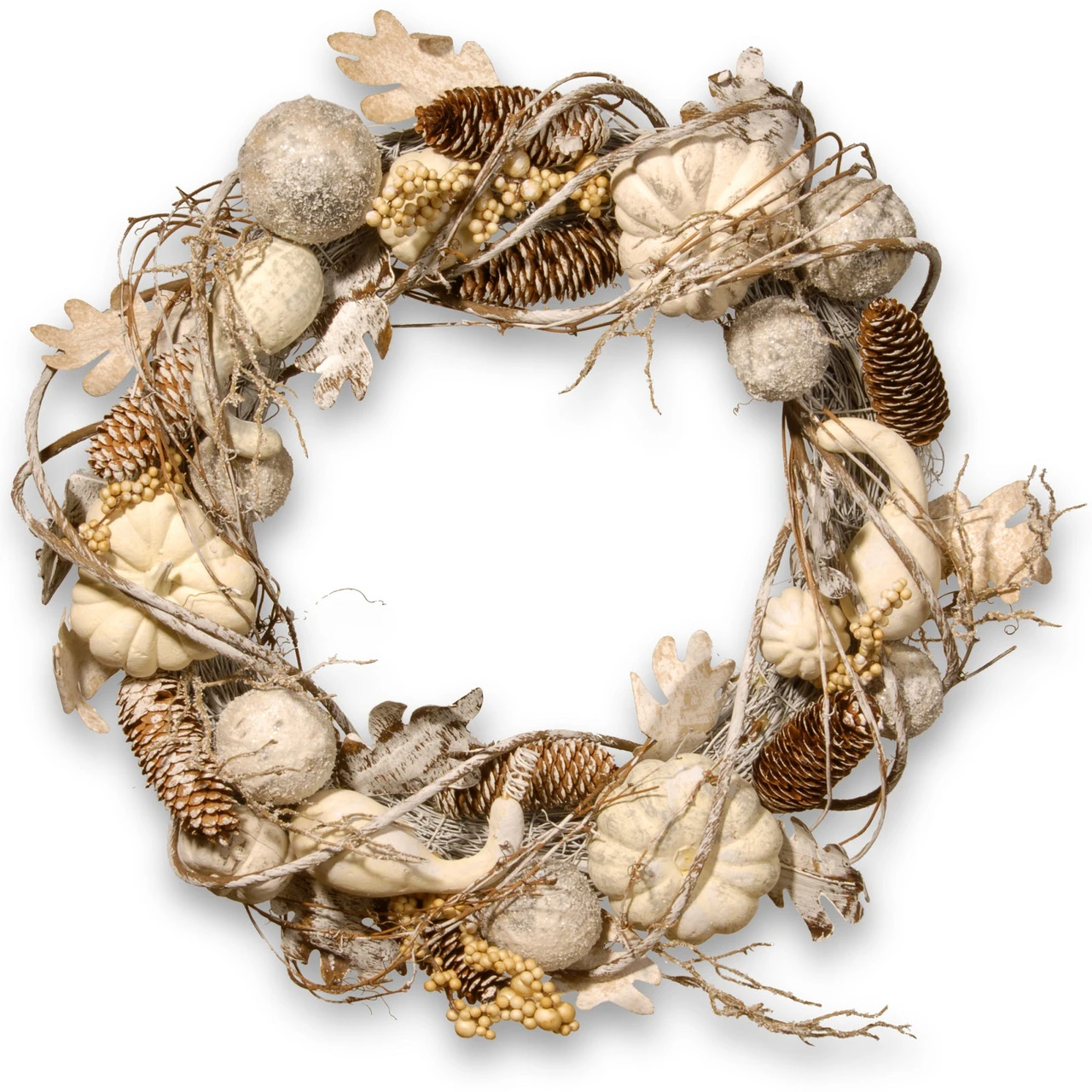 White Pumpkin Artificial Wreath - 20-Inch, Unlit 3 White Pumpkin Artificial Wreath - 20-Inch, Unlit