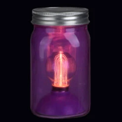 6.5" Battery Operated LED Edison Bulb Vintage-Style Purple Glass Mason Jar Lantern -Beauty Wreaths Shop roman 160021 2 10855.1667586103