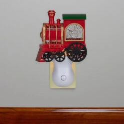 6.5" Red, Green And Gold Glitter Bubble Lamp Christmas Train Night Light -Beauty Wreaths Shop roman 160166 5 23220.1667575776