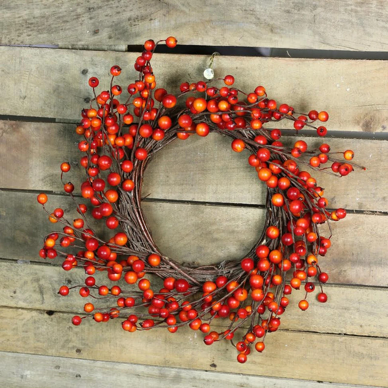 Orange Berries And Twig Artificial Fall Harvest Wreath 14- Inch, Unlit 6 Orange Berries And Twig Artificial Fall Harvest Wreath 14- Inch, Unlit - Image 4