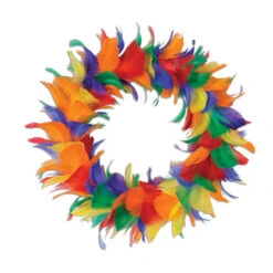 Pack Of 6 Rainbow Colored Decorative Feather Wreath 12"