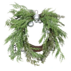 Iced Cedar Ornaments And Bells Artificial Christmas Wreath - 24-Inch, Unlit